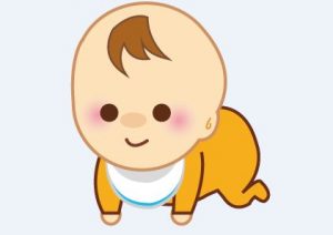 ハイハイをして楽しむ赤ちゃん