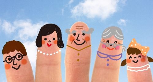 3世代家族の指人形