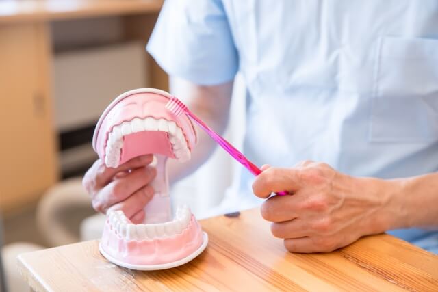 歯磨きの指導を受ける