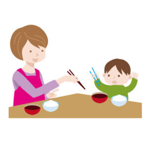 箸の持ち方を子供に教える
