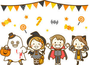 ハロウィンを楽しむ子供たち
