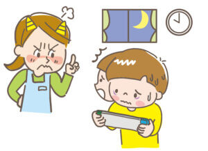 時間になってもゲームをやめない子供