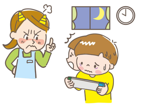時間になってもゲームをやめない子供