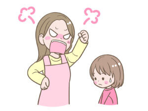 子供を叱るママ