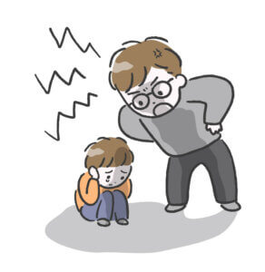 子供を怒るパパ