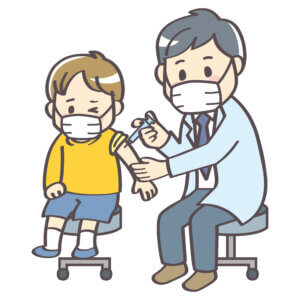 インフルエンザの予防接種を打つ子供