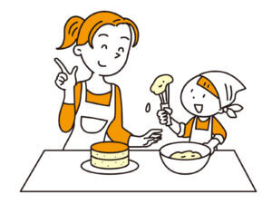 子供と一緒にケーキを作る